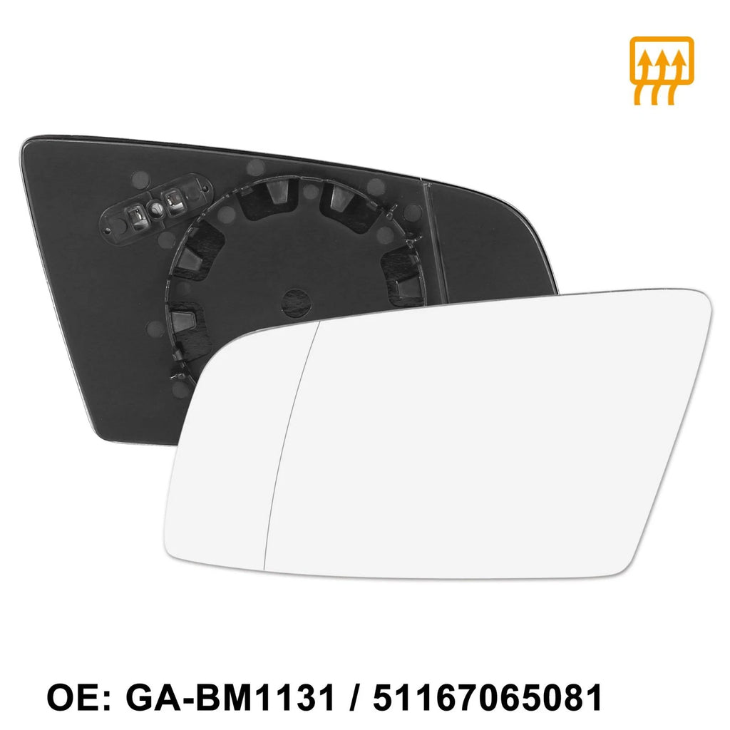 Left Heated Mirror Glass with Backing for BMW 550i 525i 528i (2011–2017)
