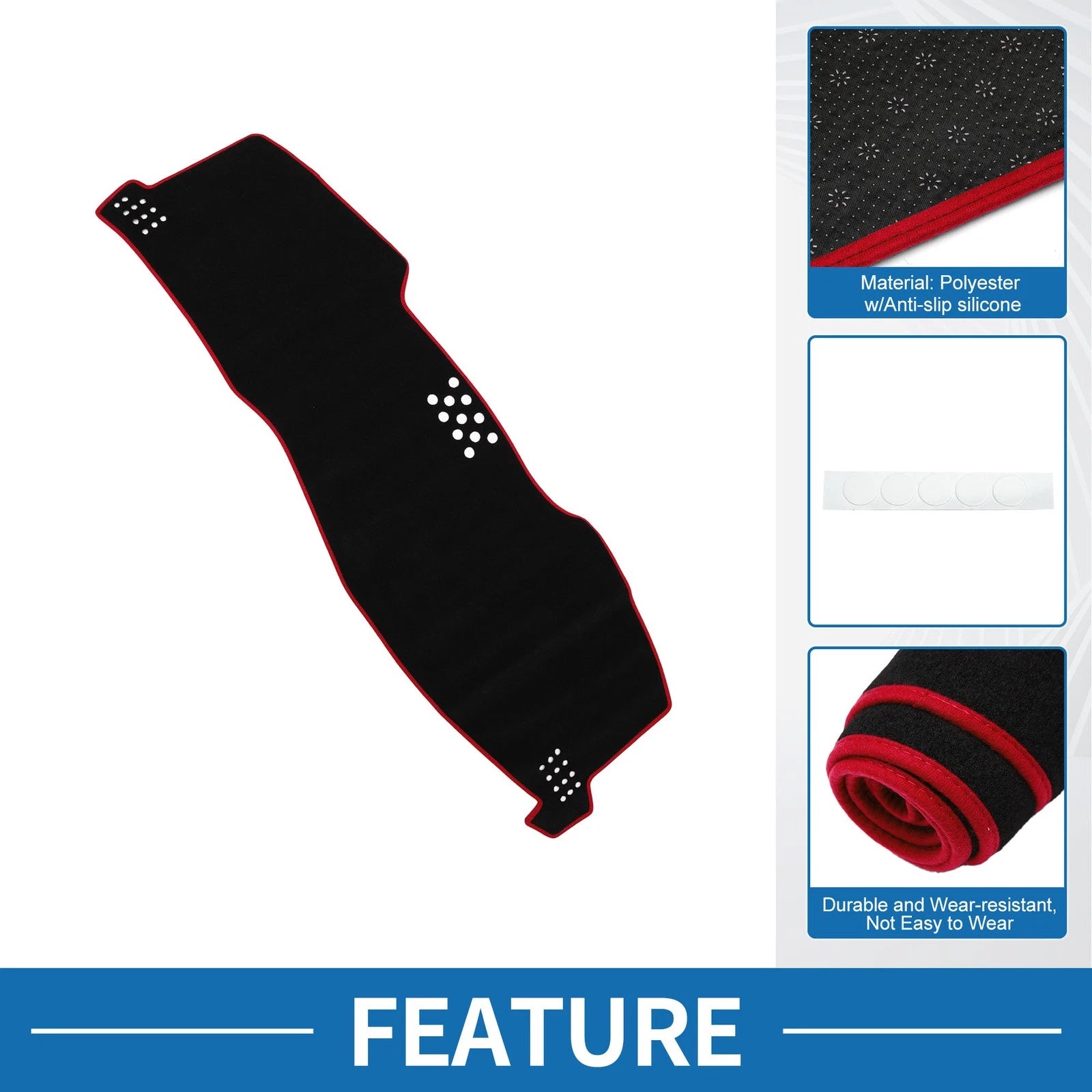 Dashboard Dash Cover Mat Replacement for Toyota Avalon 2005-2010 Black Red