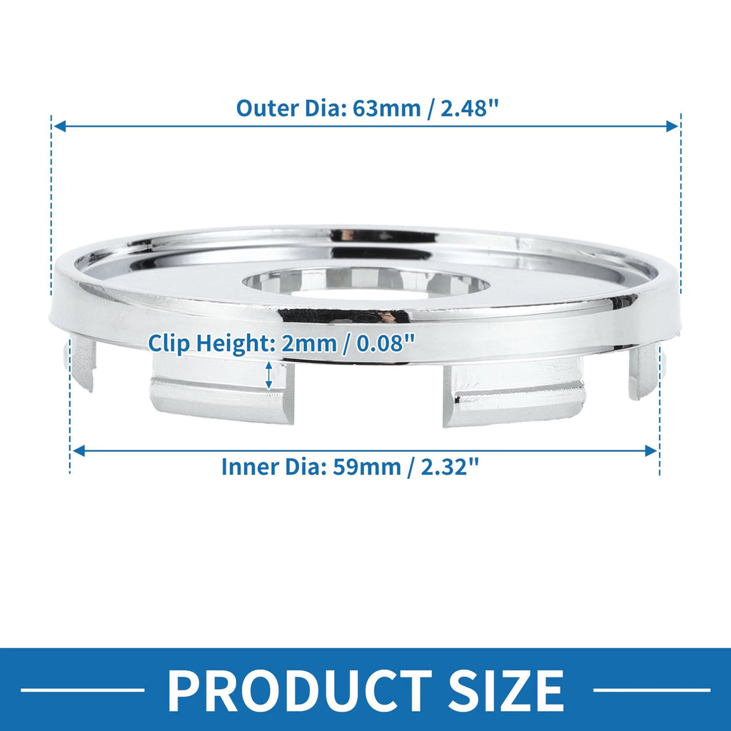 Universal Wheel Center Hub Cap 63mm Chrome Silver Tone