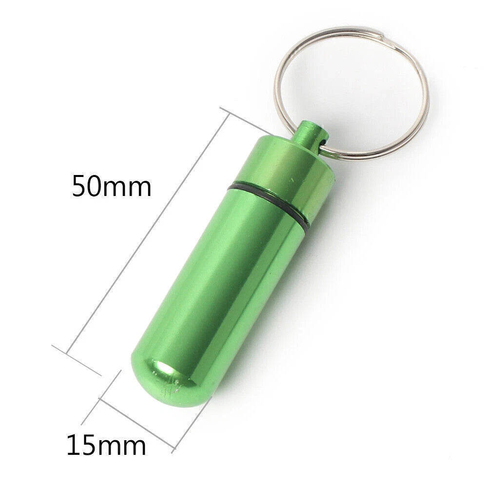 Waterproof Pill Box Case Keyring Aluminum Container for Outdoor Use