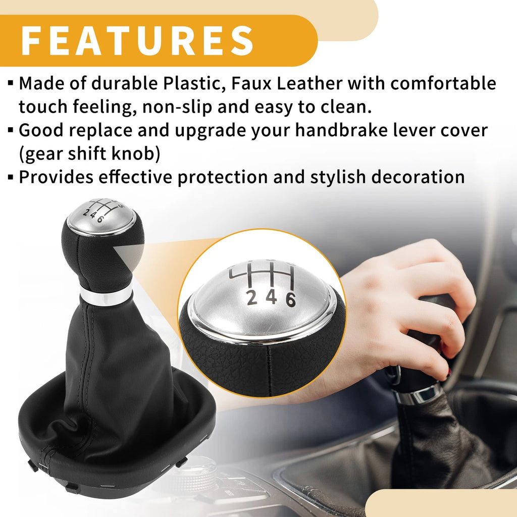 6 Speed Gear Shifter Knob With Cover Replacement for VW Caddy (2004–2009)