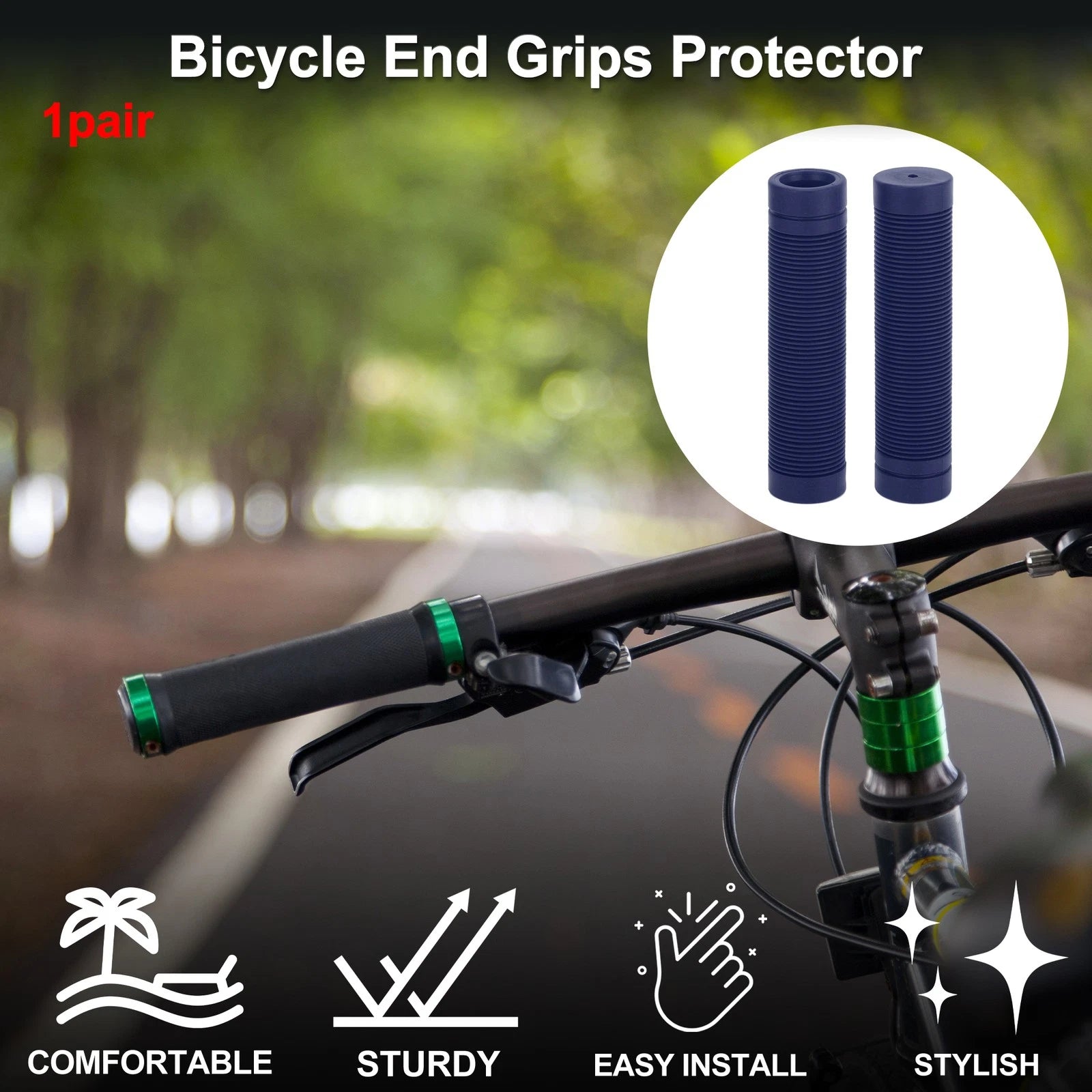 Bike Handlebar Grip Cover 125mm Lightweight End Grip Protector 1 Pair