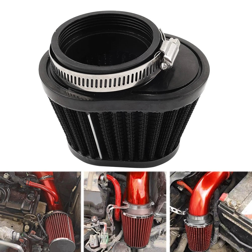 55MM 2.17" Motorcycle Oval Air Intake Filter Cleaner Pod Washable Reusable