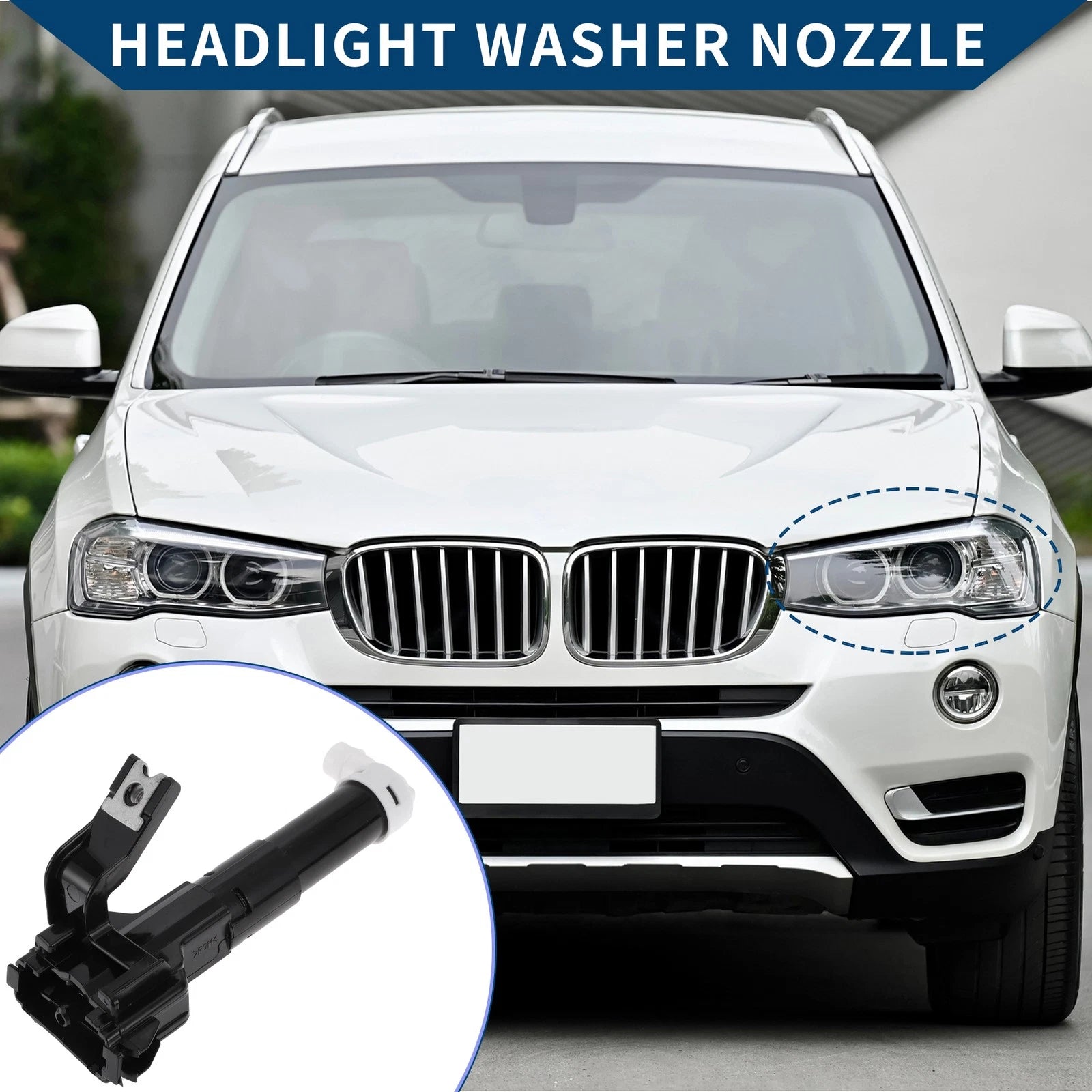Front Driver Side Headlight Washer Nozzle Replacement for Toyota Land Cruiser (2008–2019)