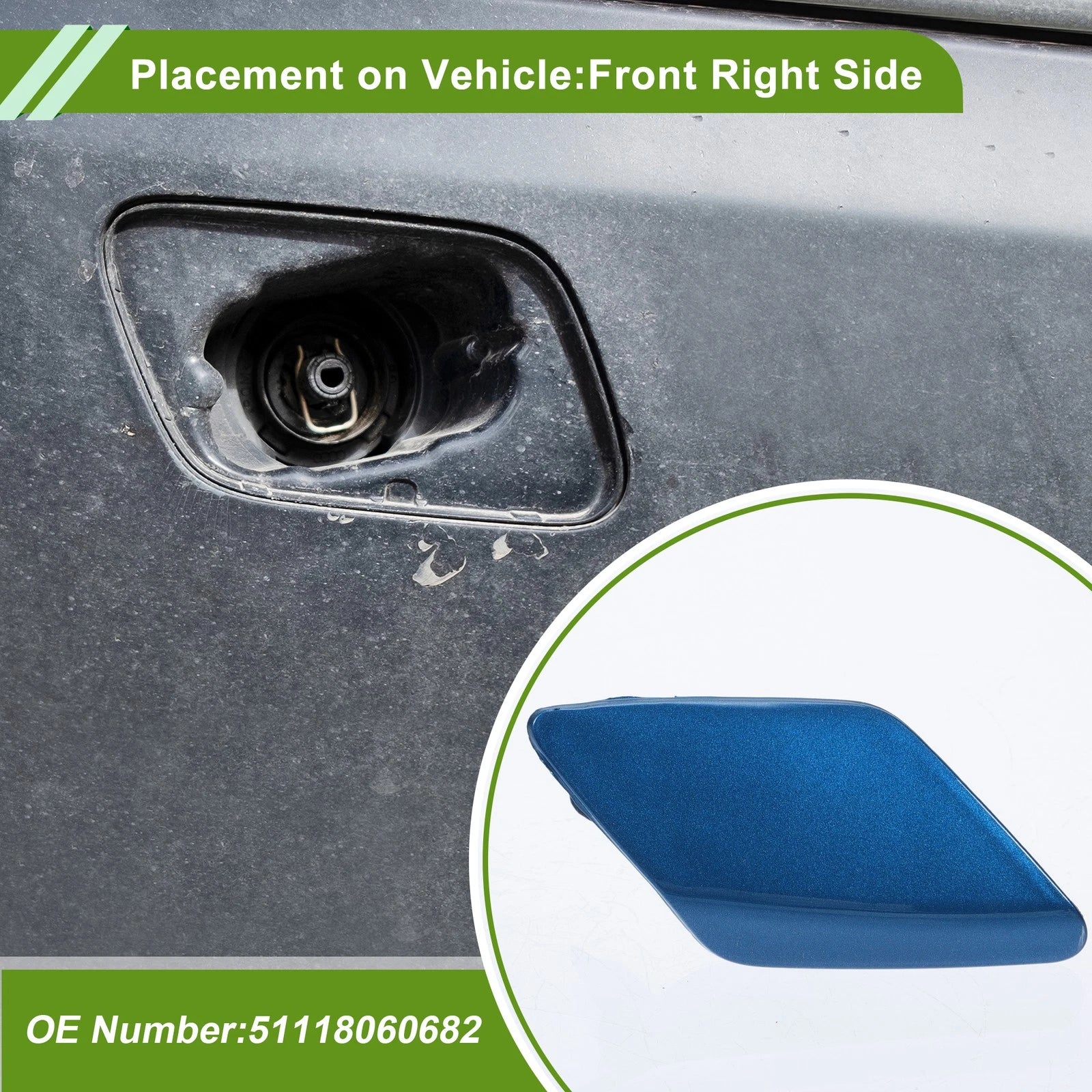Washer Nozzle Cover Cap Front Right Replacement for BMW 428i (2014–2016)