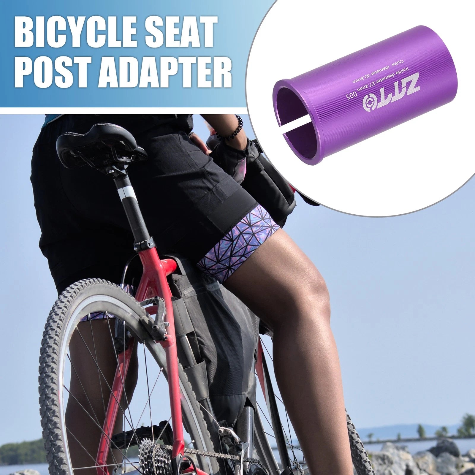 Seat Post Adapter Purple 27.2mm ID to 30.8mm OD Durable for Bicycle