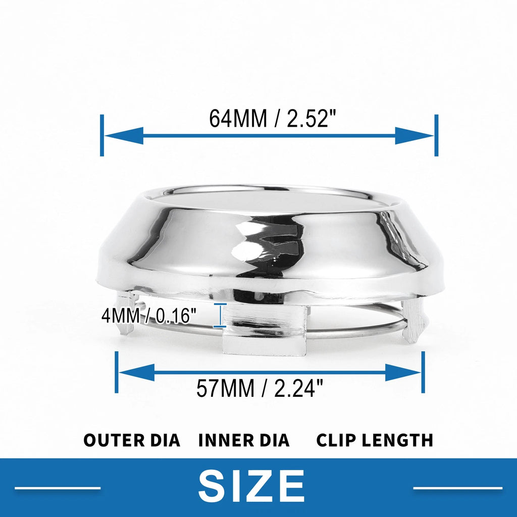 64mm Wheel Center Hub Cap for Universal Fit (Durable Plastic, Black/Silver)