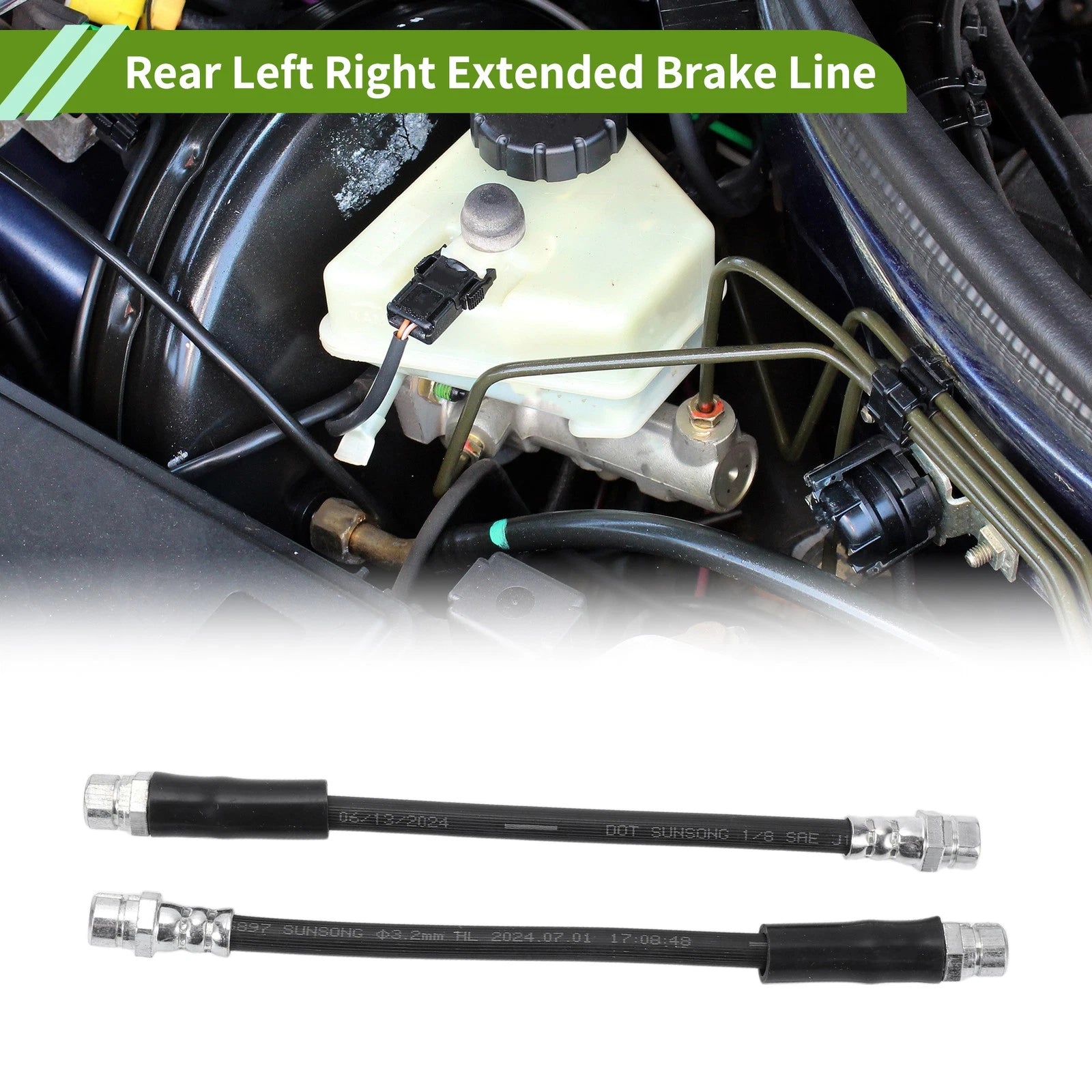 Rear Brake Line Set Extended Left Right for Audi A3 VW Golf Passat Jetta (2pcs)