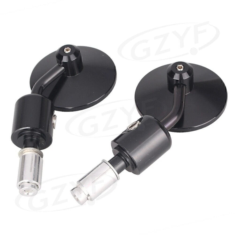 7/8" Bar End Rearview Side Mirrors for Bobber Cafe Racer (Black)