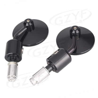 7/8" Bar End Rearview Side Mirrors for Bobber Cafe Racer (Black)