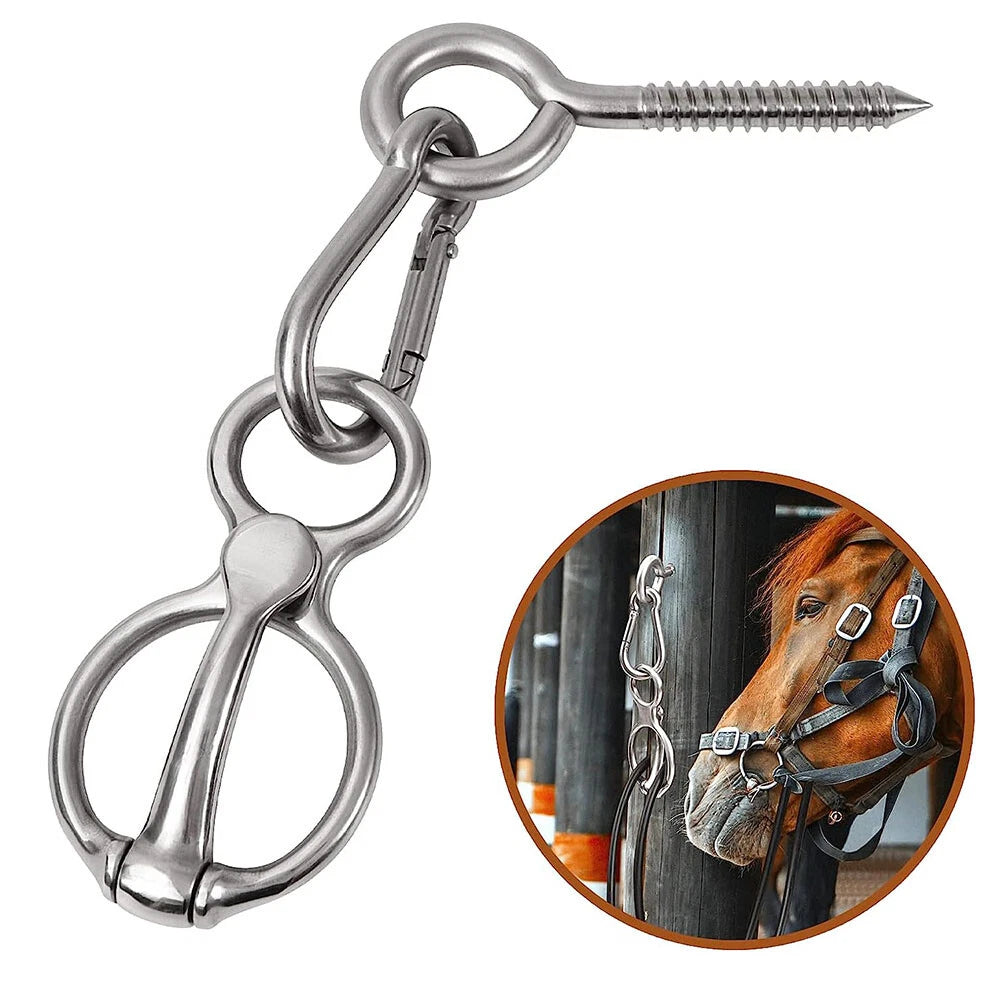 Horse Tie Ring with Eye Bolts and Snaps for Saddle Fit