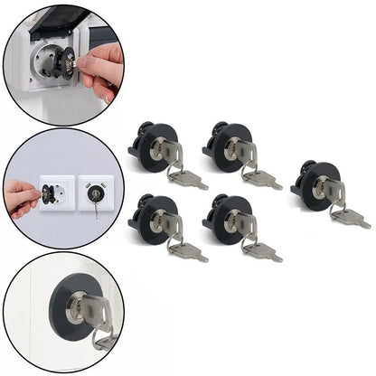 5X Socket Lock with Key for Electrical Outlet Power Anti Theft Protection