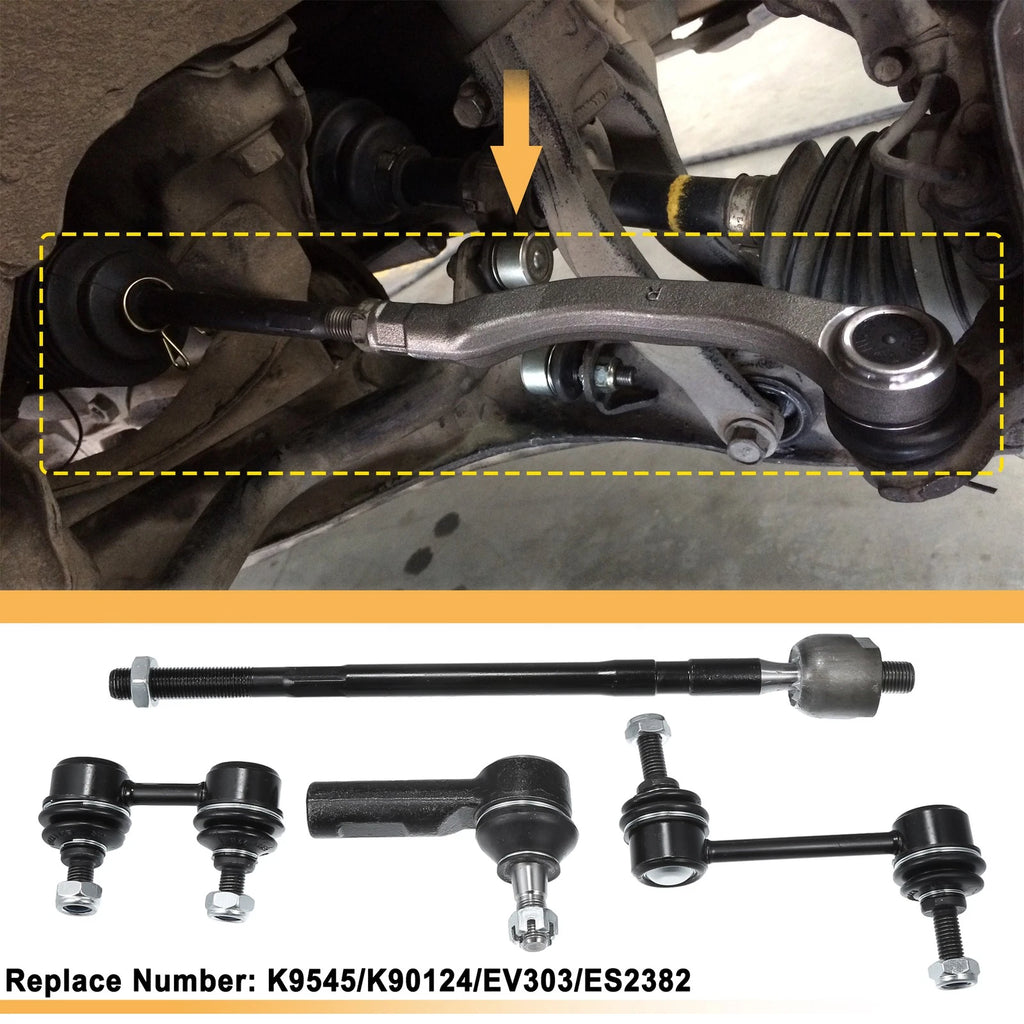 8 Pc Sway Bar Link and Tie Rod End Replacement Kit for Toyota Corolla (2003–2018)