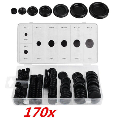 170Pcs Rubber Grommet Kit for Electrical Wire Cable Protection