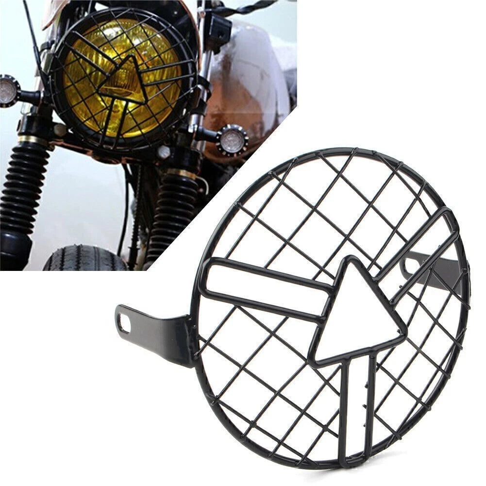 6.5" Motorcycle Headlight Grill Guard Cover for Cafe Racer Bobber Chopper