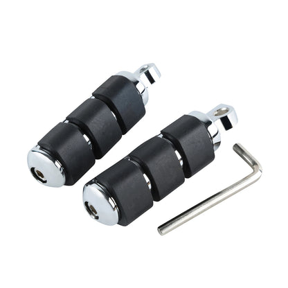 Chrome Anti Vibration Rubber Footpeg Footrest for Harley Softail Dyna