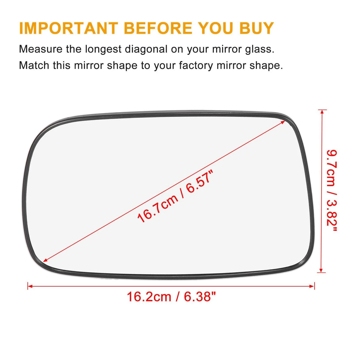 Left Side Heated Mirror Glass Replacement with Backing Plate for Toyota Corolla (2007–2013)