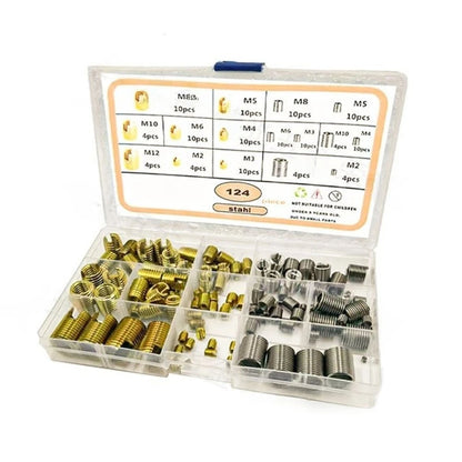 124pc Stainless Steel Thread Repair Kit for Universal Applications