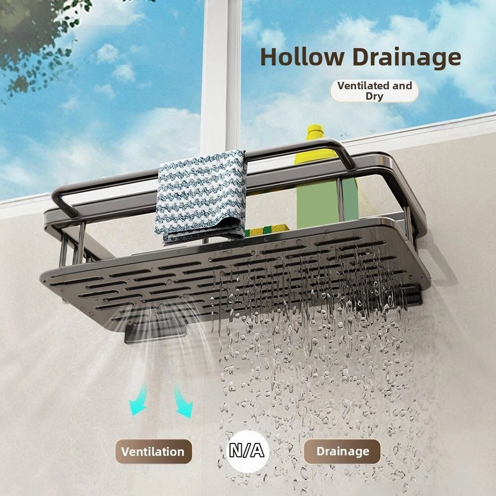 Aluminum Suction Cup Wall Mount Organizer Basket for Bathroom