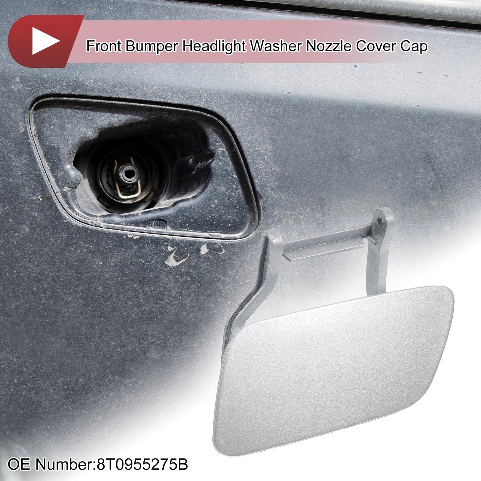 Washer Nozzle Cover Cap Front Left for Audi A5 (2012–2017) Silver Tone
