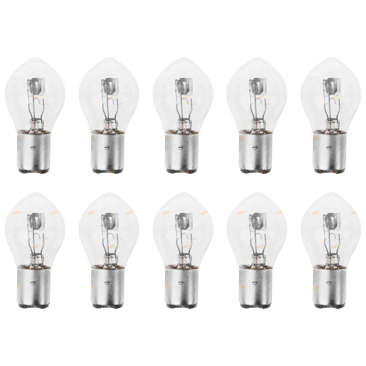 Pack of 10 Headlight Bulbs for Motorcycle (12V 35/35W BA35 BA20d)
