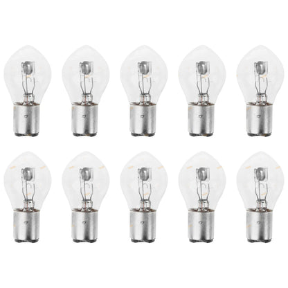 Pack of 10 Headlight Bulbs for Motorcycle (12V 35/35W BA35 BA20d)