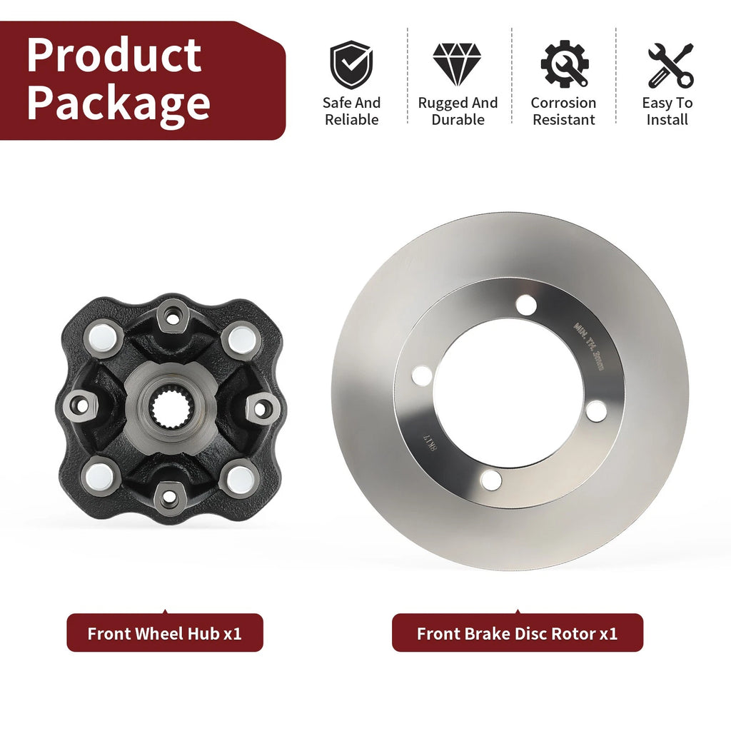 Front Wheel Hub & Brake Disc Rotor for Suzuki Vinson 500 4x4 (2002–2003)