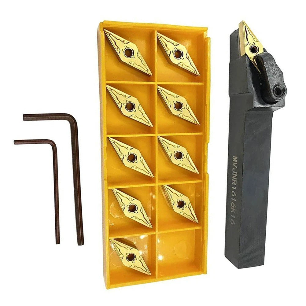 16mm Lathe Turning Tool Holder with 10 Carbide Inserts VNMG160404