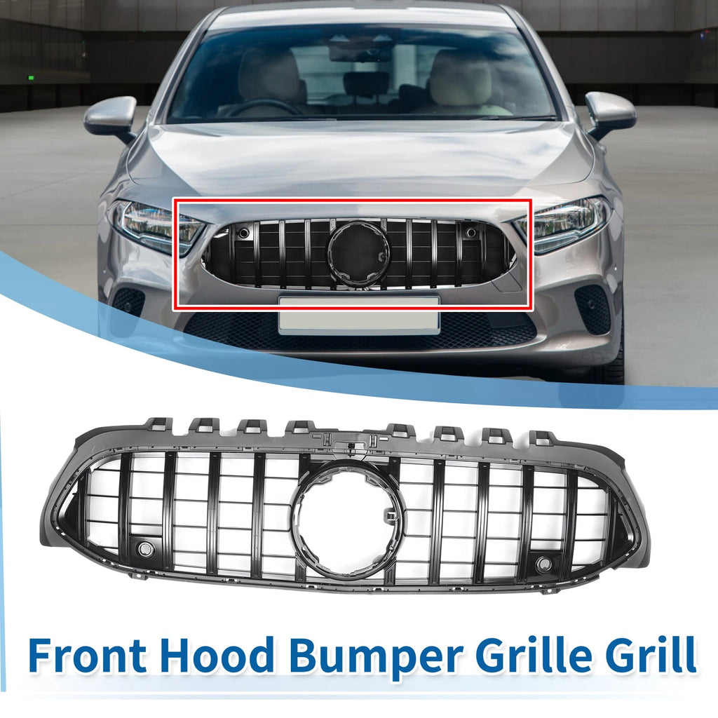 Front Upper Bumper Grille Grill for Mercedes-Benz with Hole Black (2014–2019)