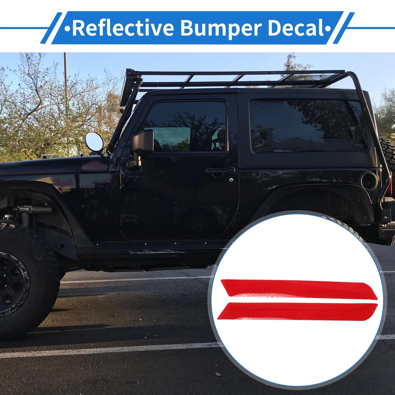 Reflective Bumper Decal for - Fluorescent Red Strip