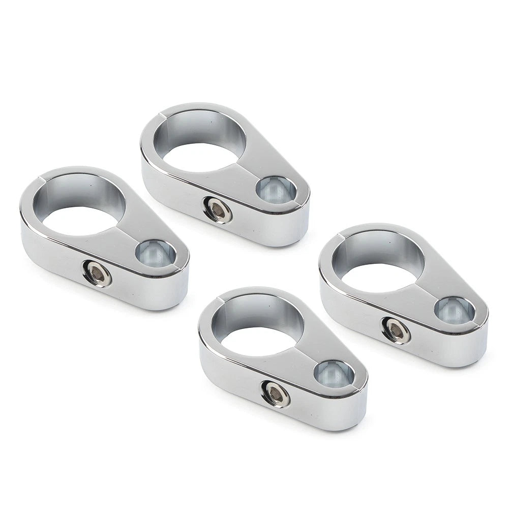 Set of 4 Chrome Brake Clutch Cable Wire Clamp Clips for Harley (1" Handlebar)