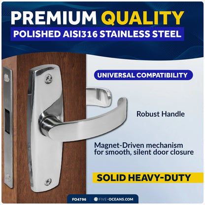 Stainless Steel Magnetic Door Latch Lock Set for 3/4" to 1-1/2" Thick Doors
