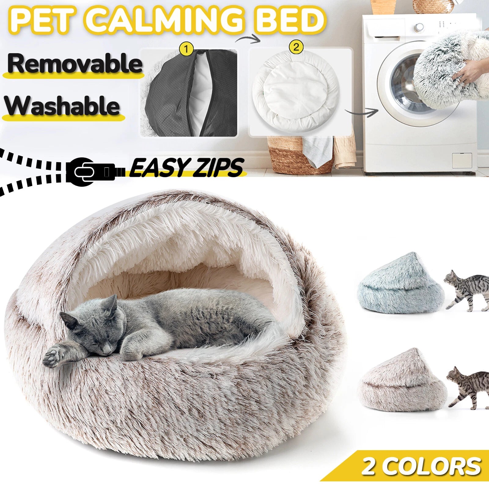 Cat Bed Cave House for Cats (Washable, Soft, Detachable)