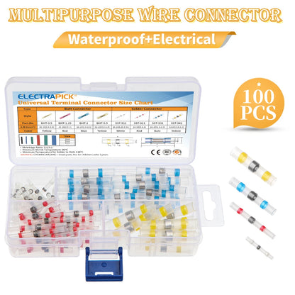 100PCS Waterproof Heat Shrink Butt Wire Connectors Terminals