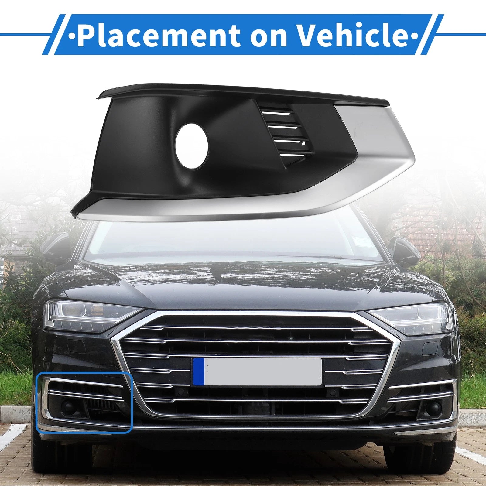 1pc Front Right Fog Light Grill Replacement for Audi A4L (2020–2022)