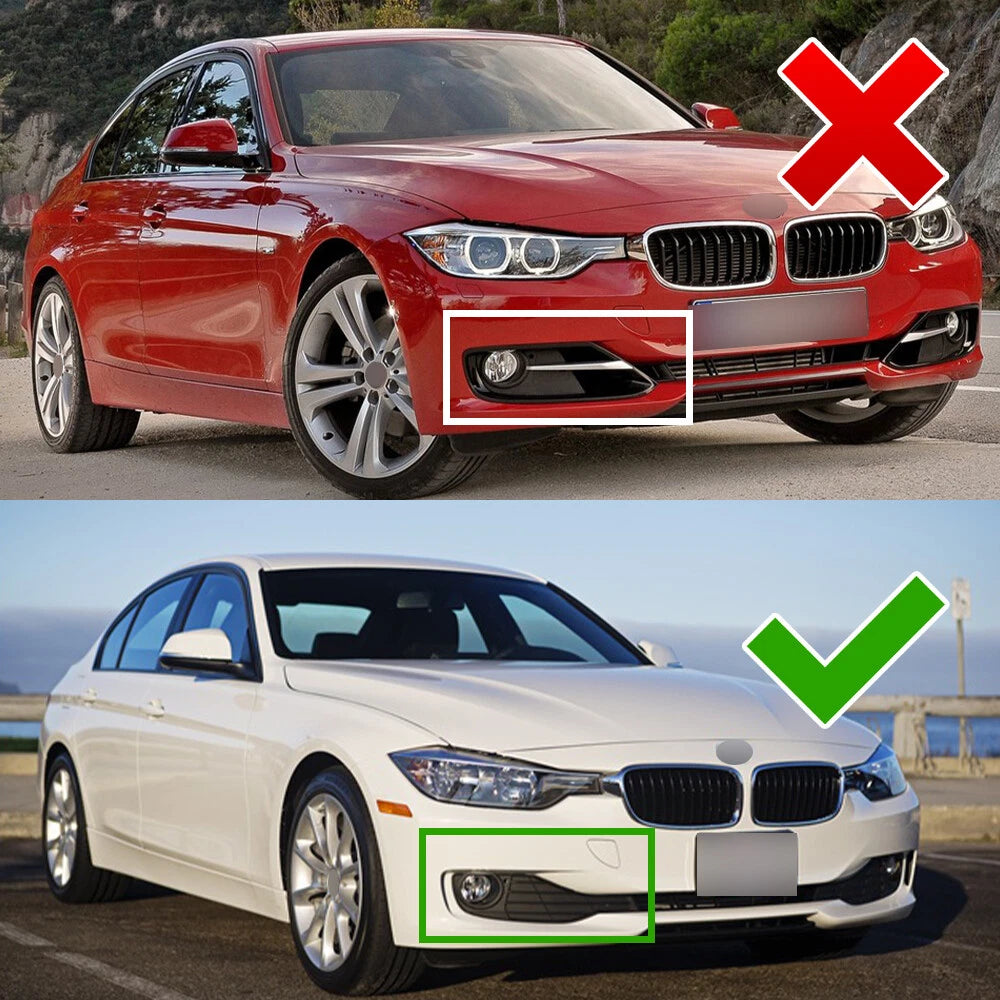 Pair Front Bumper Fog Light Grill Trims for BMW 3-Series (2012–2015)