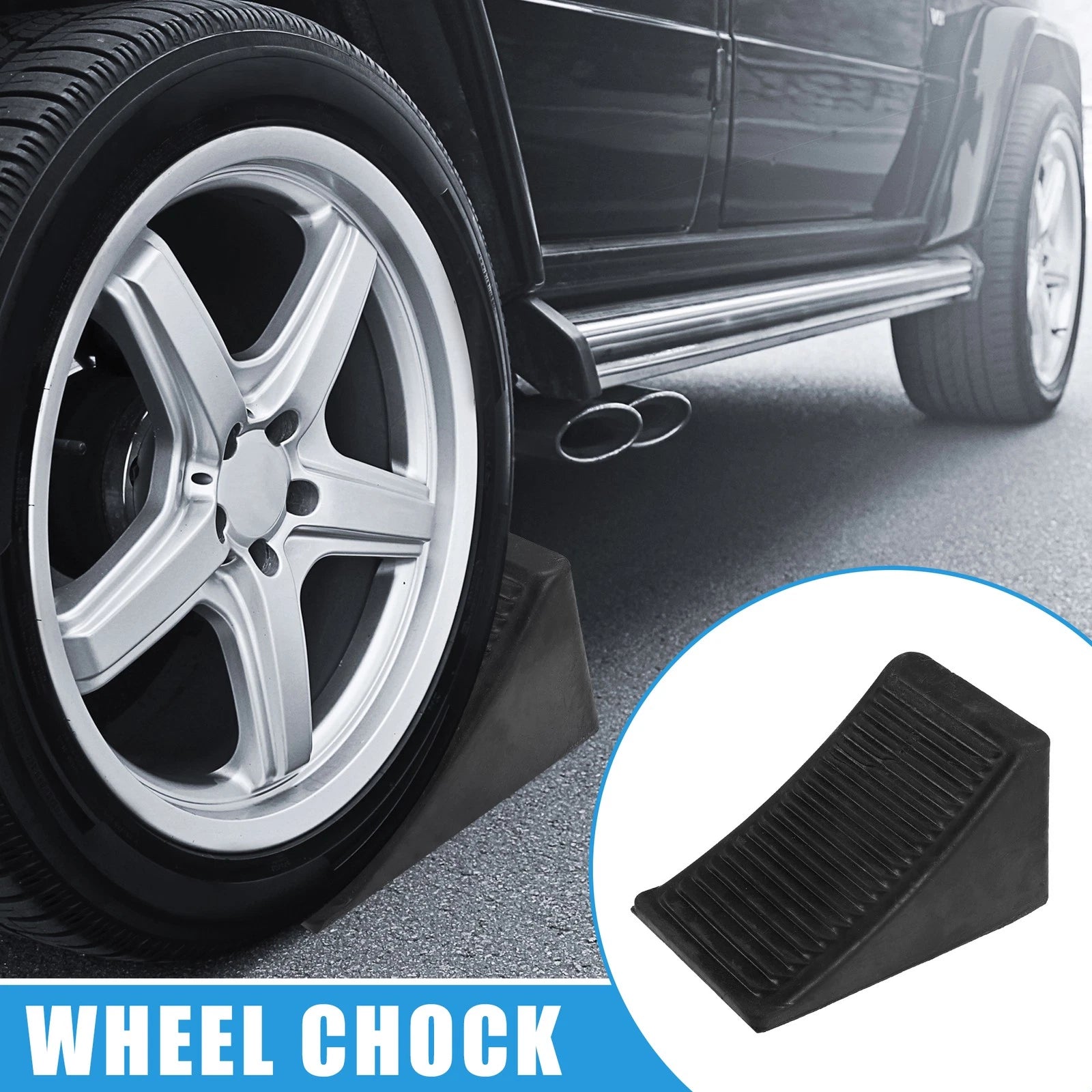 Rubber Wheel Chocks Blocks for Trailer Camper Black for Pickup Trucks (6) (—)