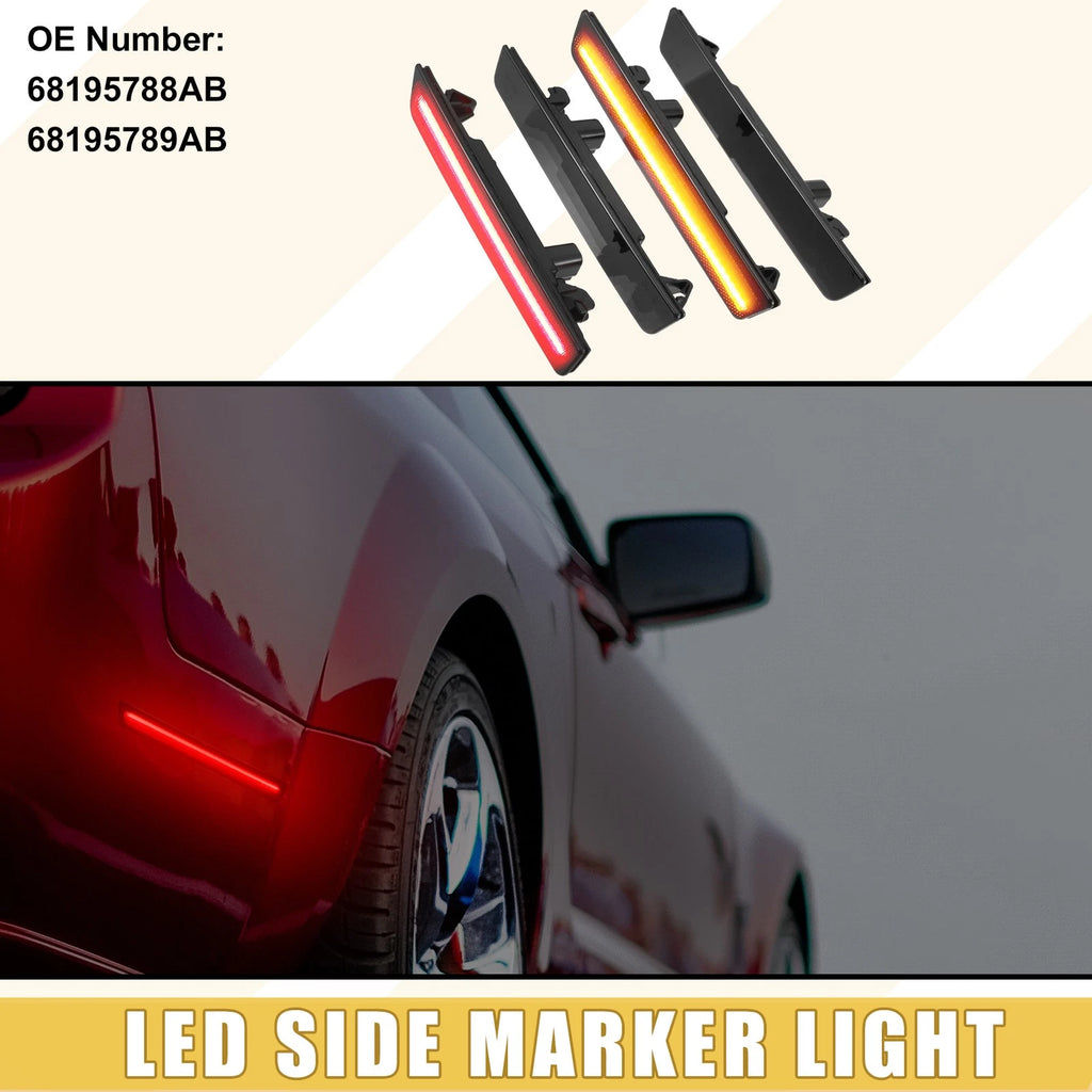 LED Side Marker Light Replacement for Dodge Amber Red 2 Pair (2013–2024)