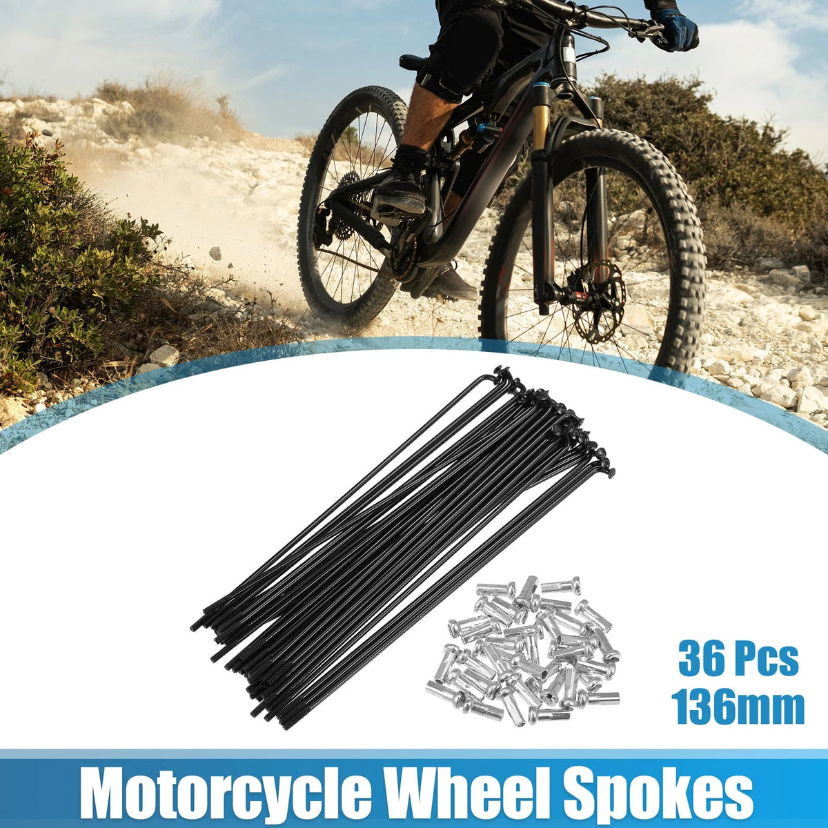 14G J Bend Bicycle Spokes 136mm with Nipples for 700c Bike Wheels