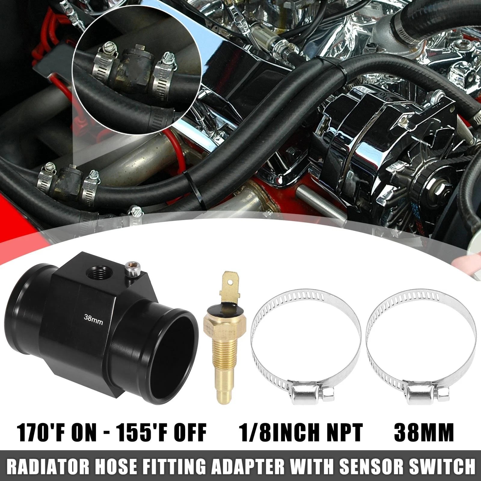 Radiator Hose Fitting Adapter with Sensor Switch for