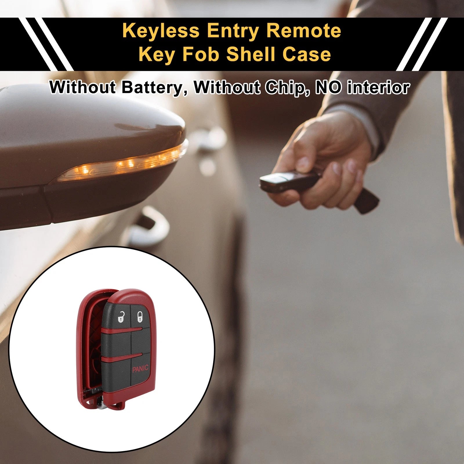 3 Button Key Fob Shell Replacement Case for Dodge Charger (2018–2020)