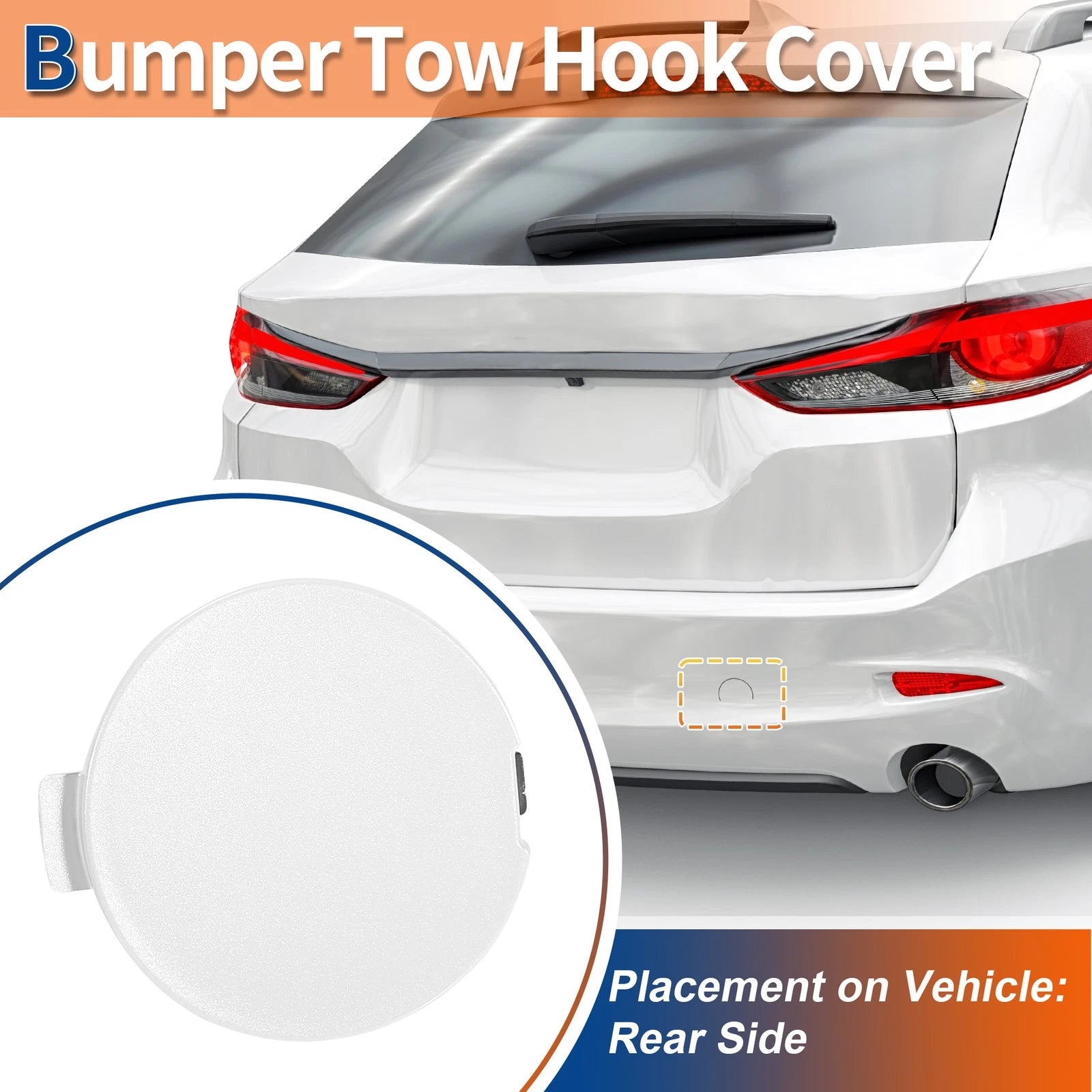 Rear Right Tow Hook Cover Replacement for Mazda 6 Atenza 2018-2021 White