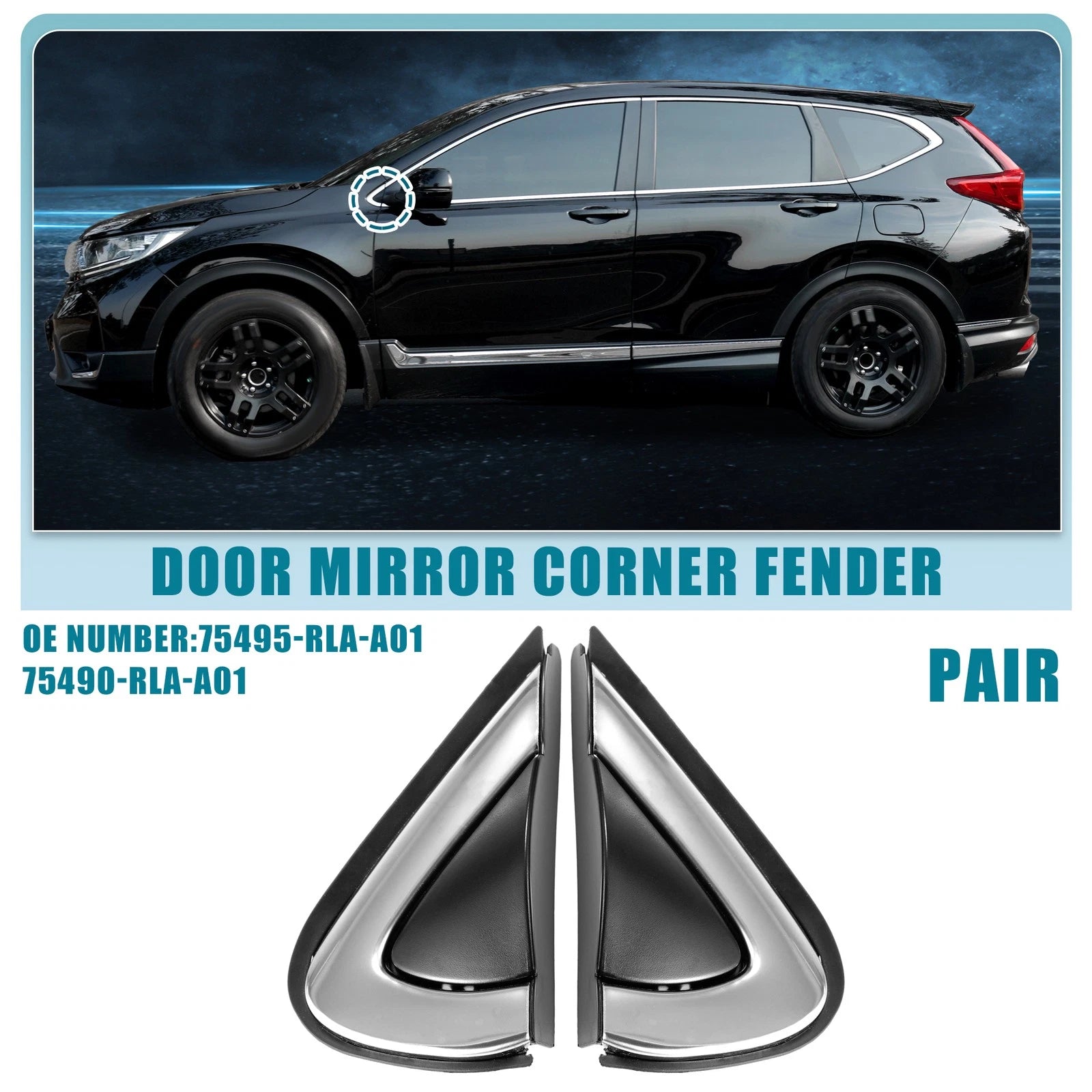 Door Mirror Corner Fender Cover Pair Front Left Right for Honda CRV (2017–2019)
