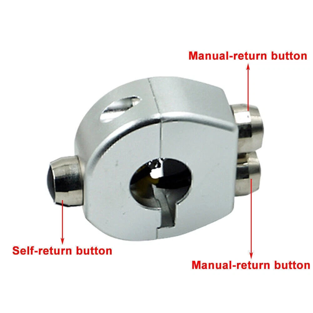 7/8" 22MM Motorcycle Handlebar Silver Switch Self Latch / Momentary Button 12V