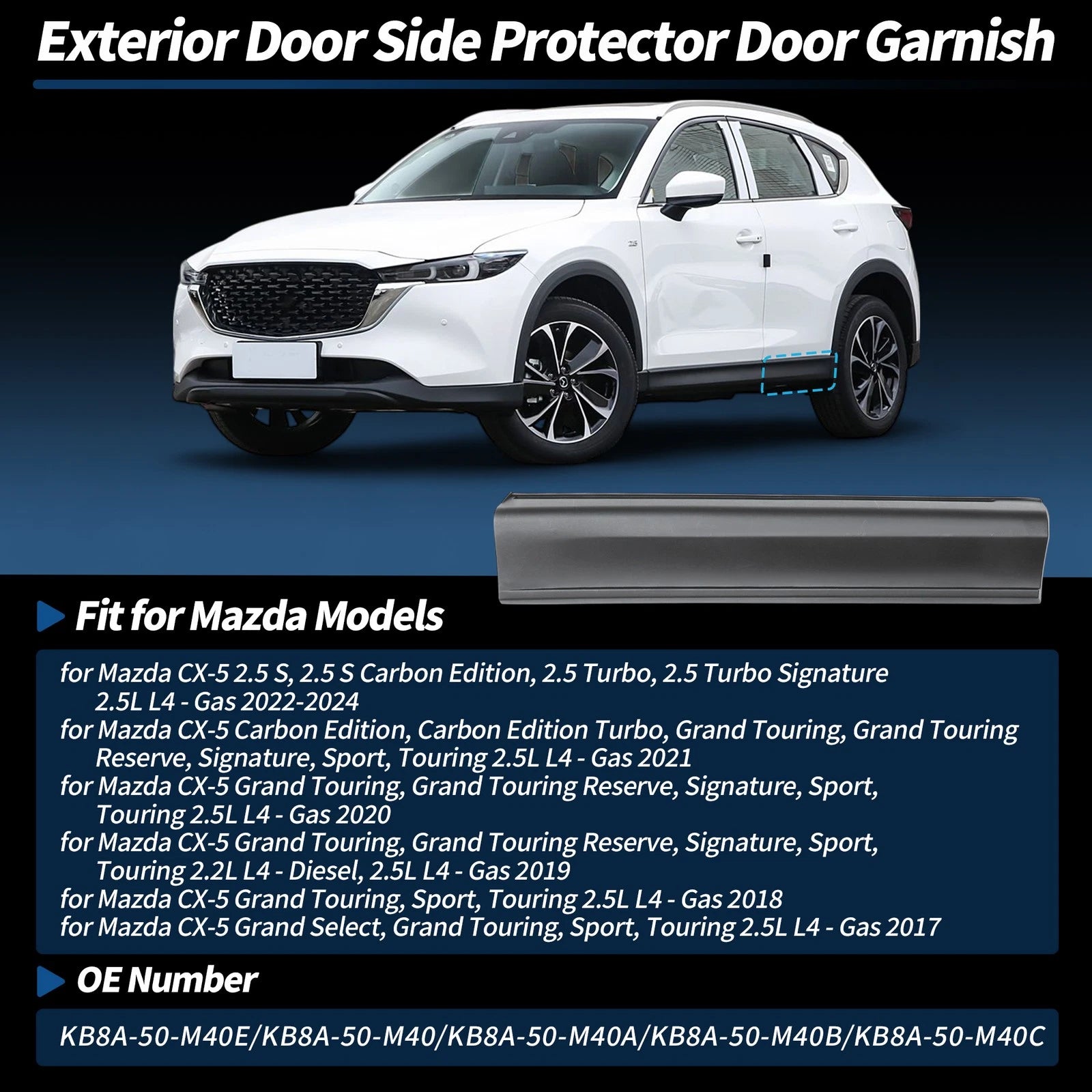 Rear Left Door Lower Trim Garnish Replacement for Mazda CX-5 (2017–2024)