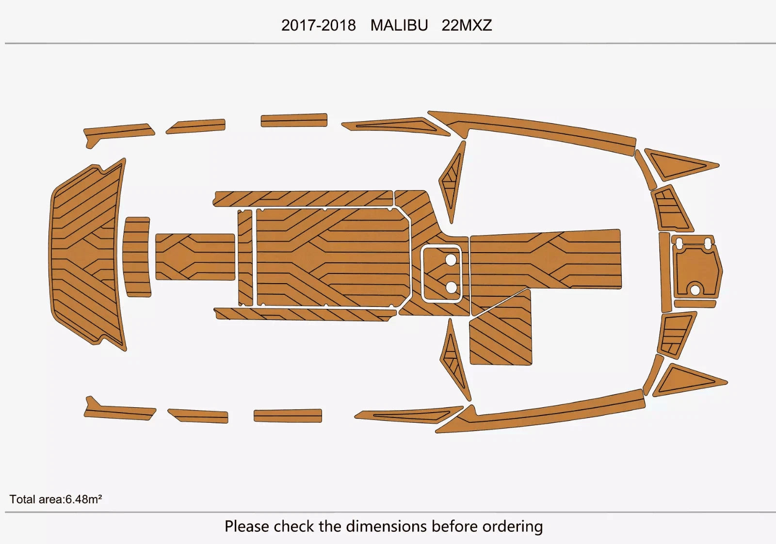EVA Faux Teak Flooring Pads for Malibu 22 MXZ (2017)