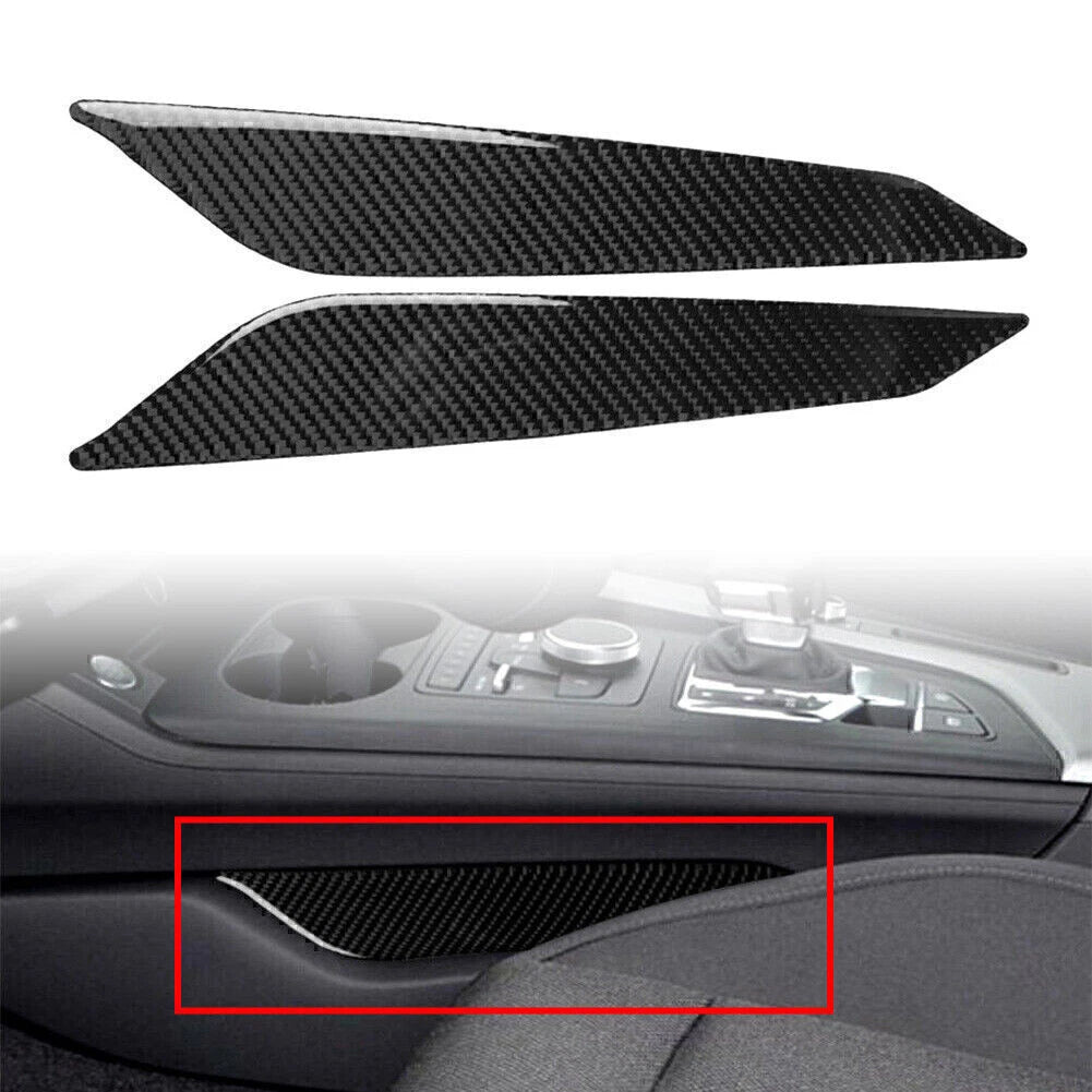 2pcs Carbon Fiber Gear Shift Side Panel Cover Trim for Audi A4 B9 (2017–2020)