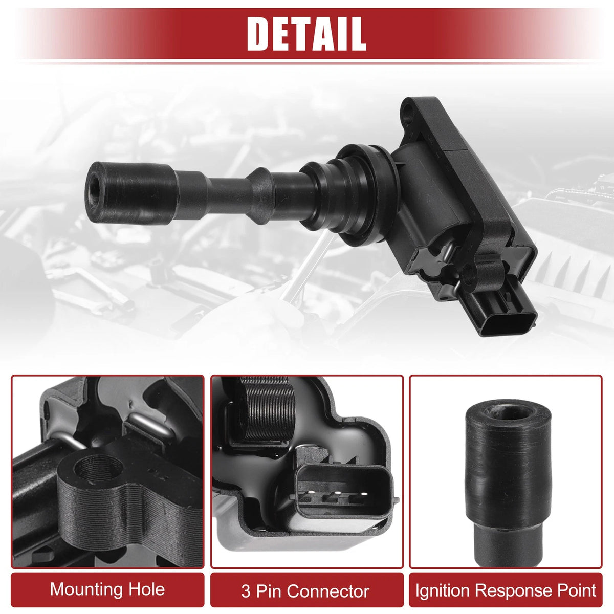 3X Ignition Coil for Kia Sedona (2002–2005) No. 2730039050 Black
