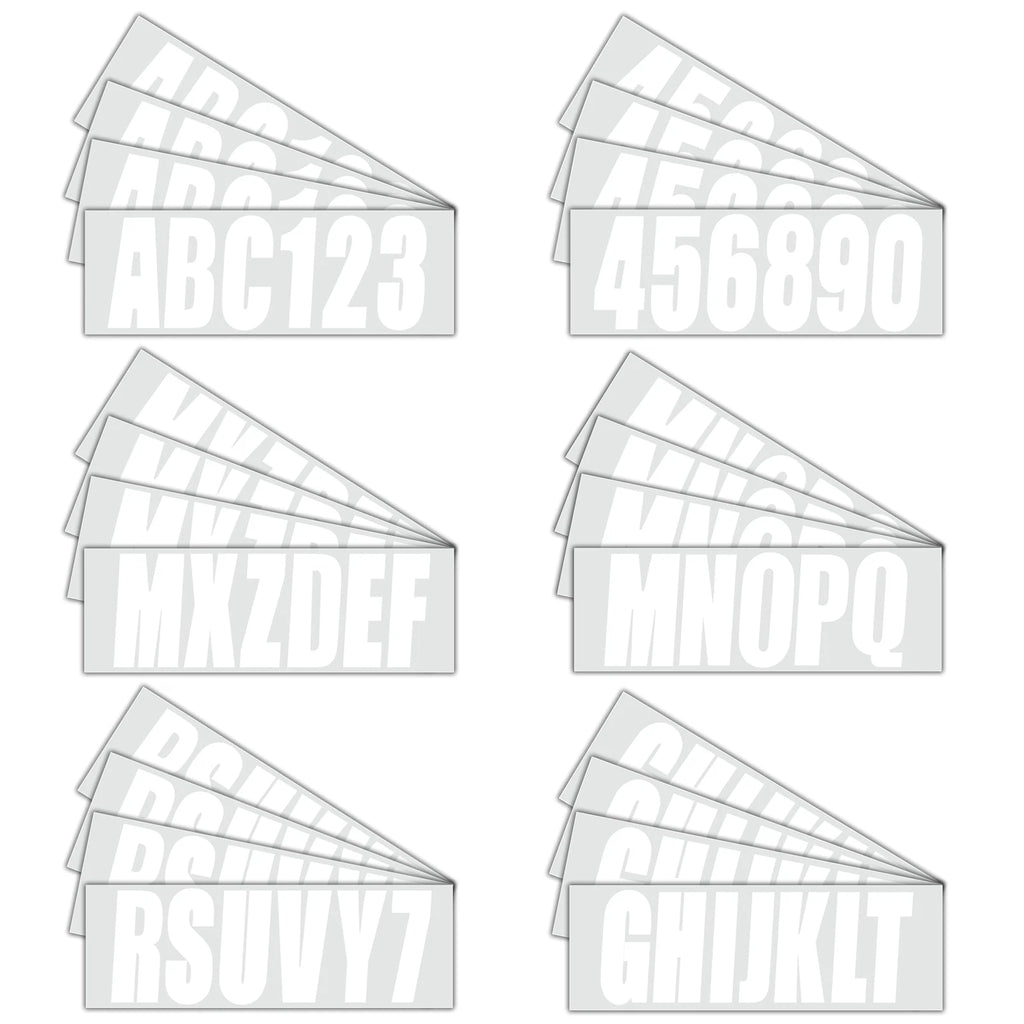 Boat Registration Decals A-Z Letters & 0-9 Numbers (White)