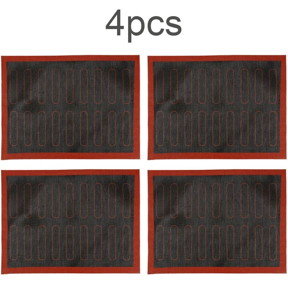 Set of 4 Silicone Nonstick Baking Mats for Bread Pastries Pizza